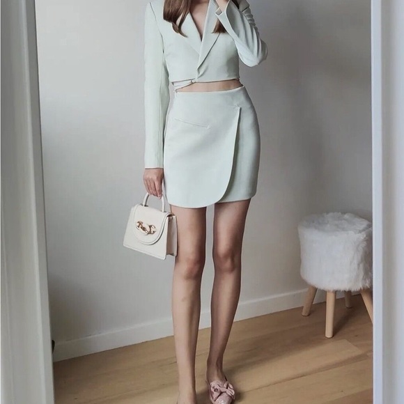 Zara Dresses & Skirts - ZARA WOMEN CUT OUT BLAZER DRESS PASTEL GREEN 3067/204